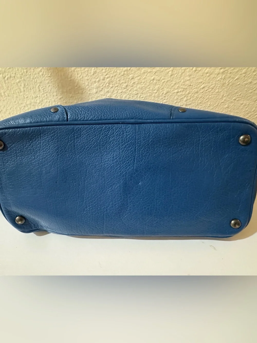 Coach Blue Pebble Leather Satchel